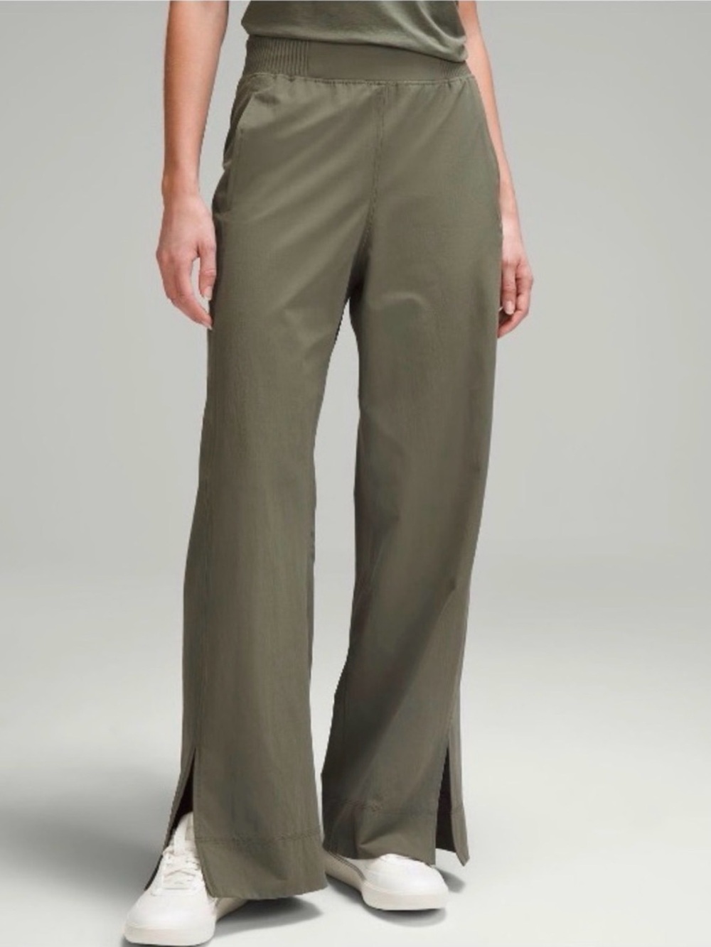 Lululemon Stretch Woven High-Rise Wide-Leg Pull On Pants Olive Lounge Size S
